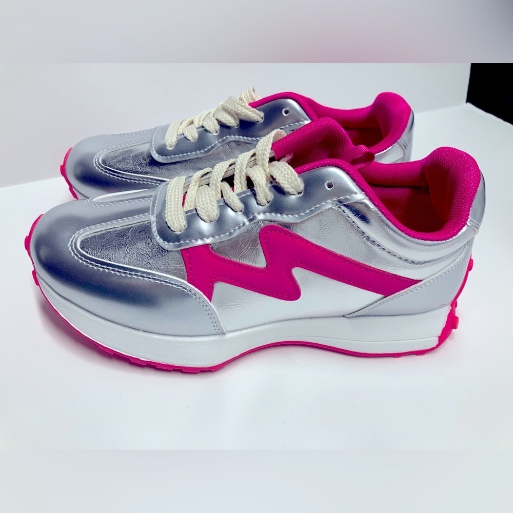 Yoki Women’s Athletic Sneakers, Size 8, Silver/Pink, NWOT